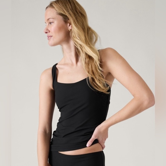 NWT! Athleta Black Square Neck Rib Bra Cup Tankini - Size 34D/DD , 36D/DD🩵 - Picture 1 of 8